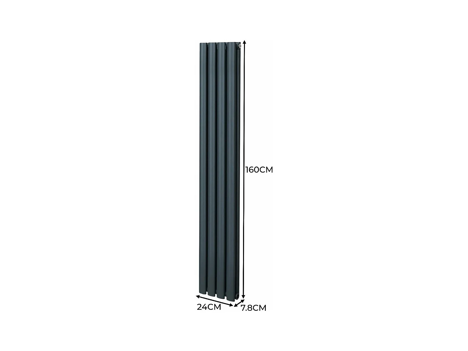 Radiateur à Colonne Ovale & Robinet Thermostatique Chromé - 1600mm x 240mm – Gris Anthracite