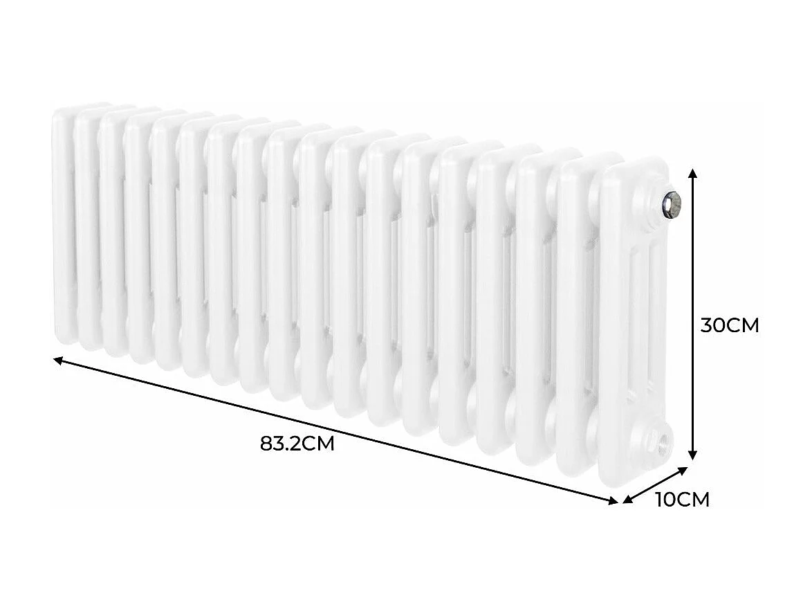 Radiatore Termosifone a 3 colonne - 300 x 832mm - Bianco