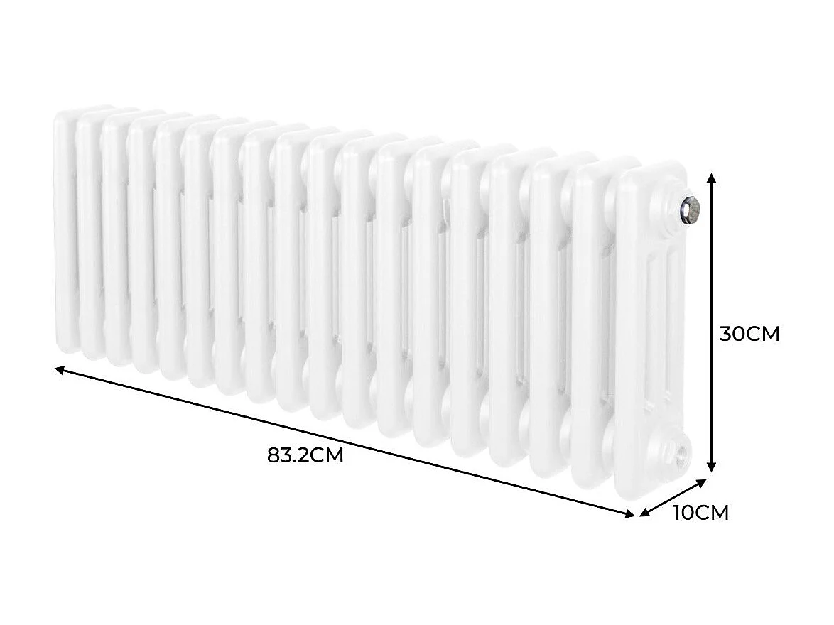 Tradycyjny grzejnik 3-kolumnowy - 300 x 832 mm - biały