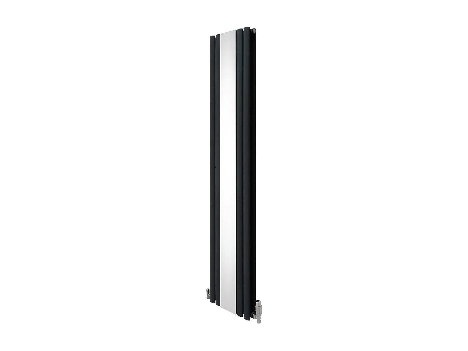 Owalny grzejnik lustrzany i zawory - 1800 mm x 380 mm - antracytowy szary