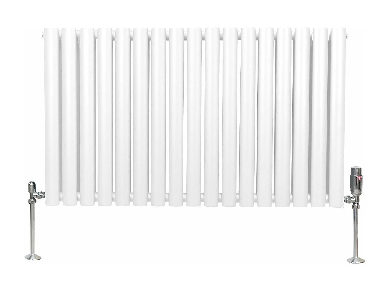 Radiatore a colonna ovale e valvole cromate TRV - 600 mm x 1020mm - Bianco