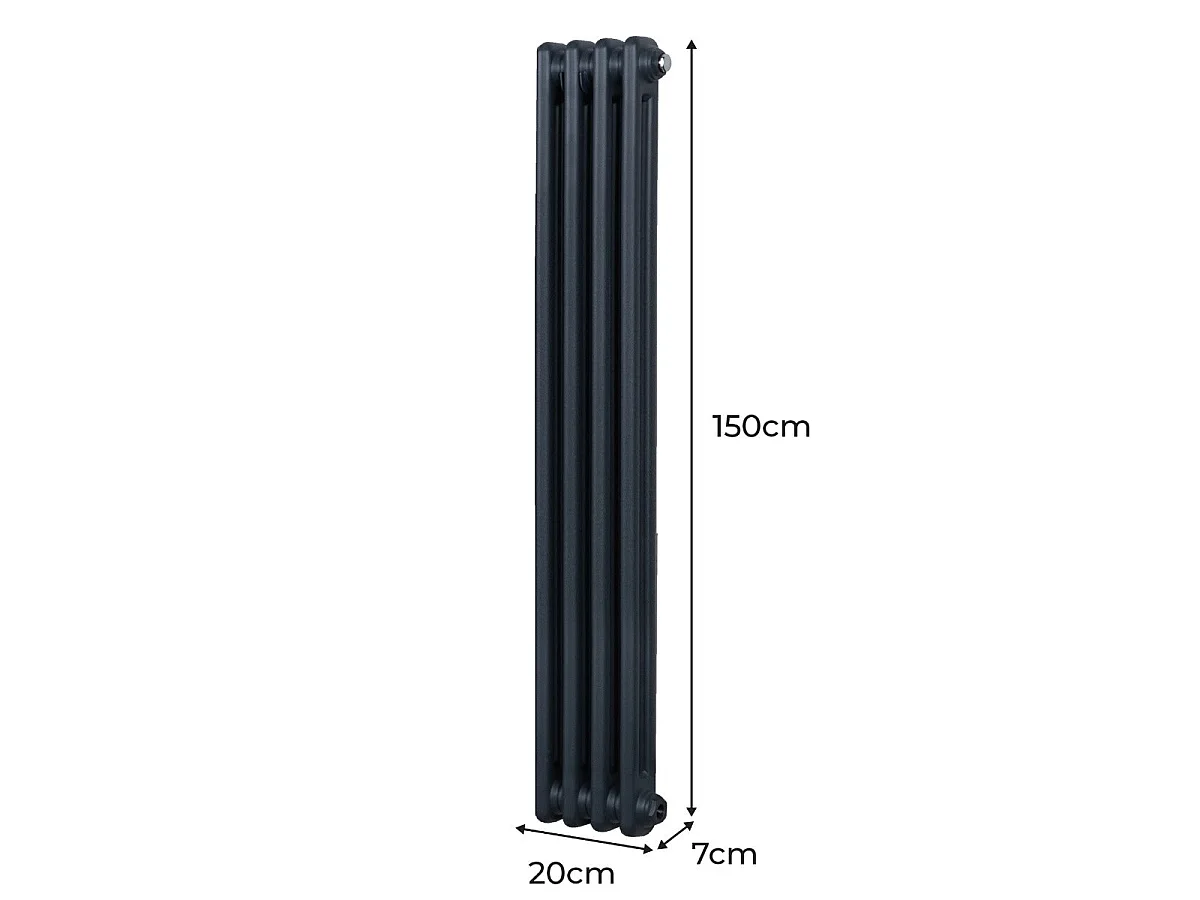 Radiateur Traditionnel à 2 Colonnes – 1500 x 202 mm – Gris Anthracite