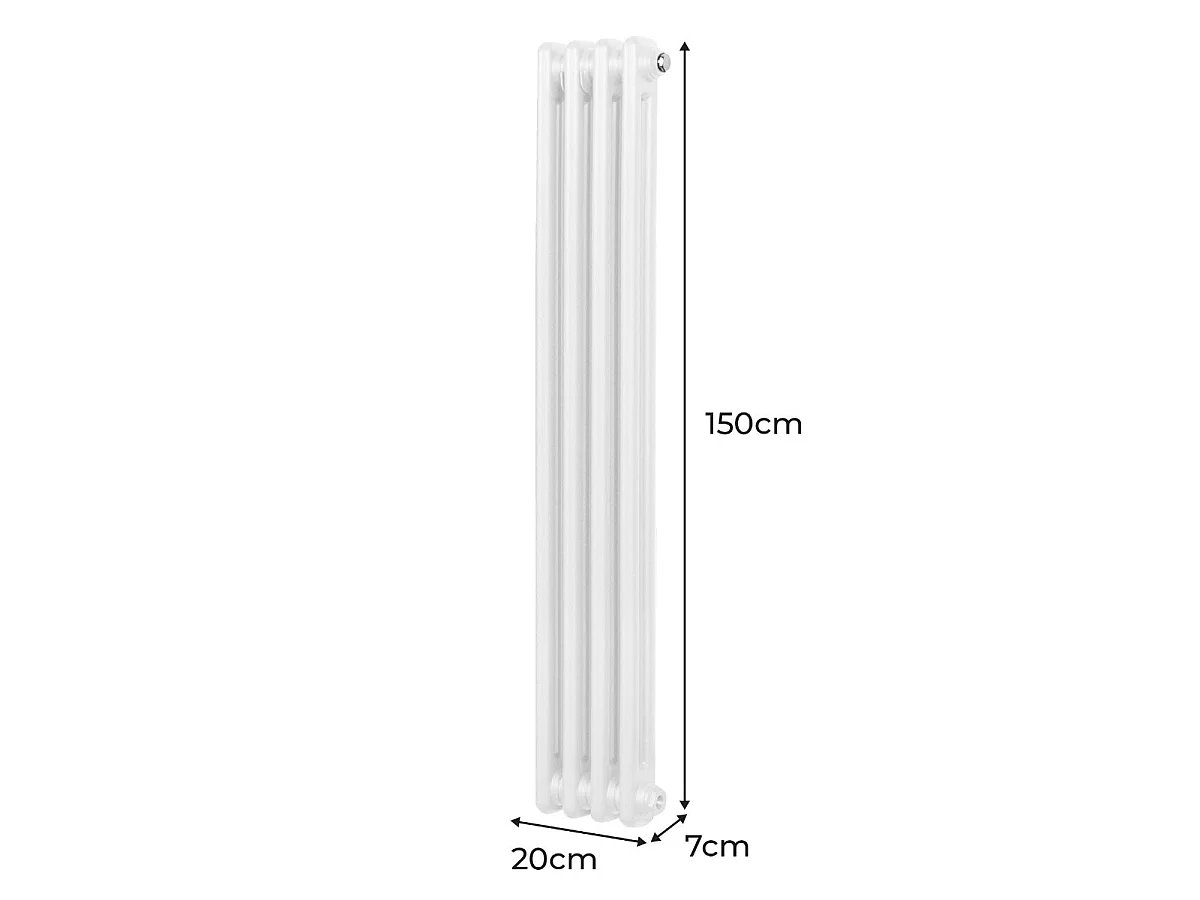 Tradycyjny grzejnik 2-kolumnowy - 1500 x 202 mm - biały