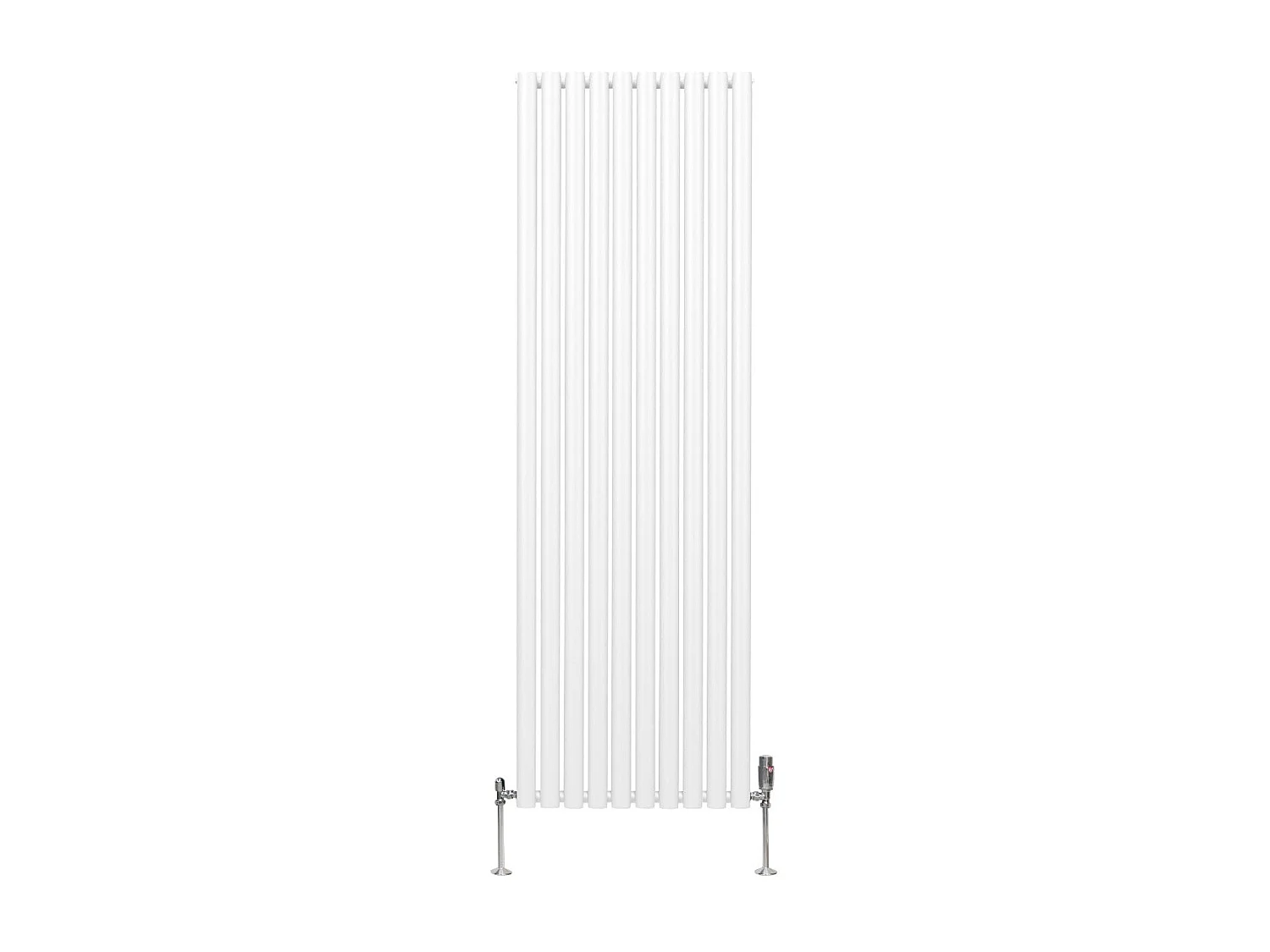 Radiatore a colonna ovale e valvole cromate TRV - 1800mm x 600mm - Bianco