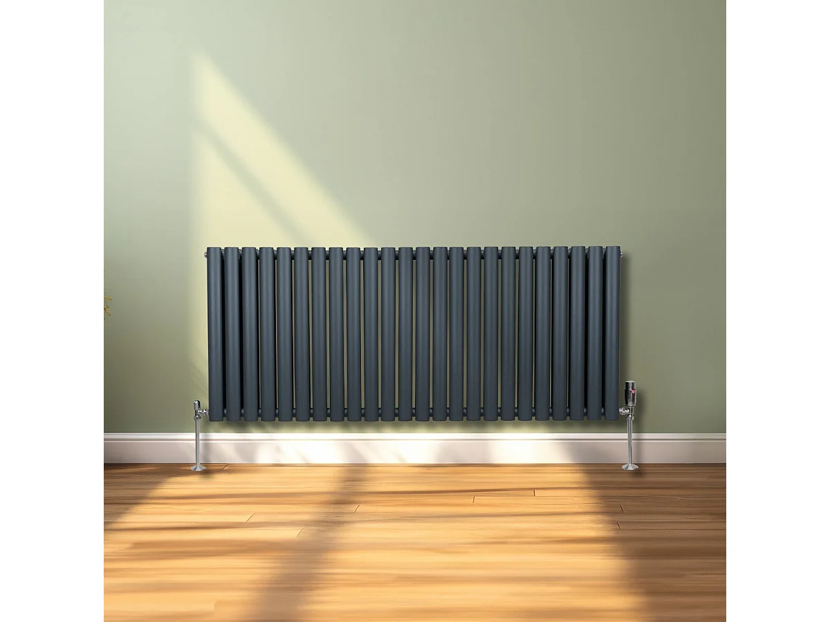 Radiador De Columna Ovalada Horizontal Gris Antracita 60cm x 144cm
