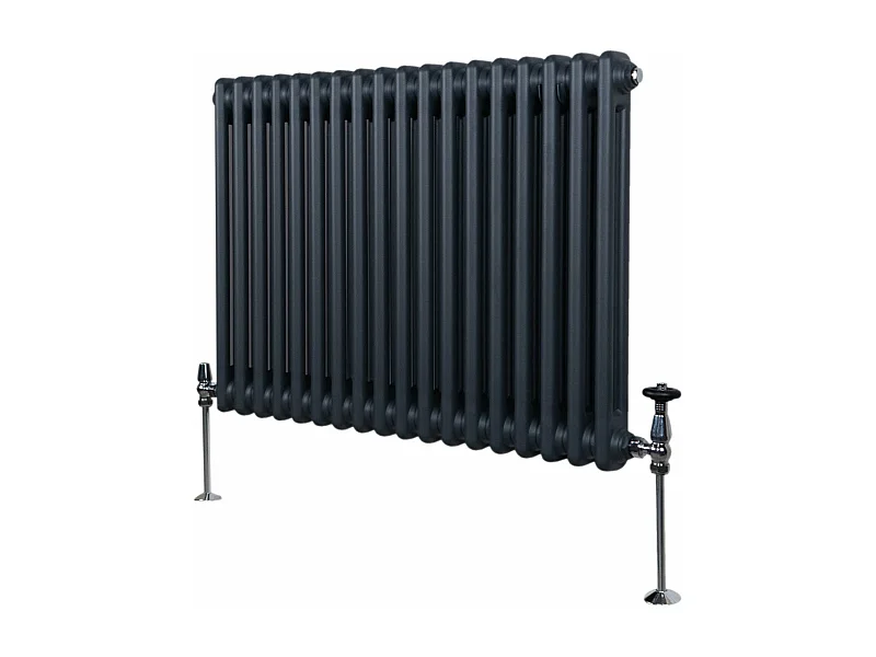 Radiador Tradicional 2 Columnas Calefacción Central Horizontal Gris Antracita 60x83 cm