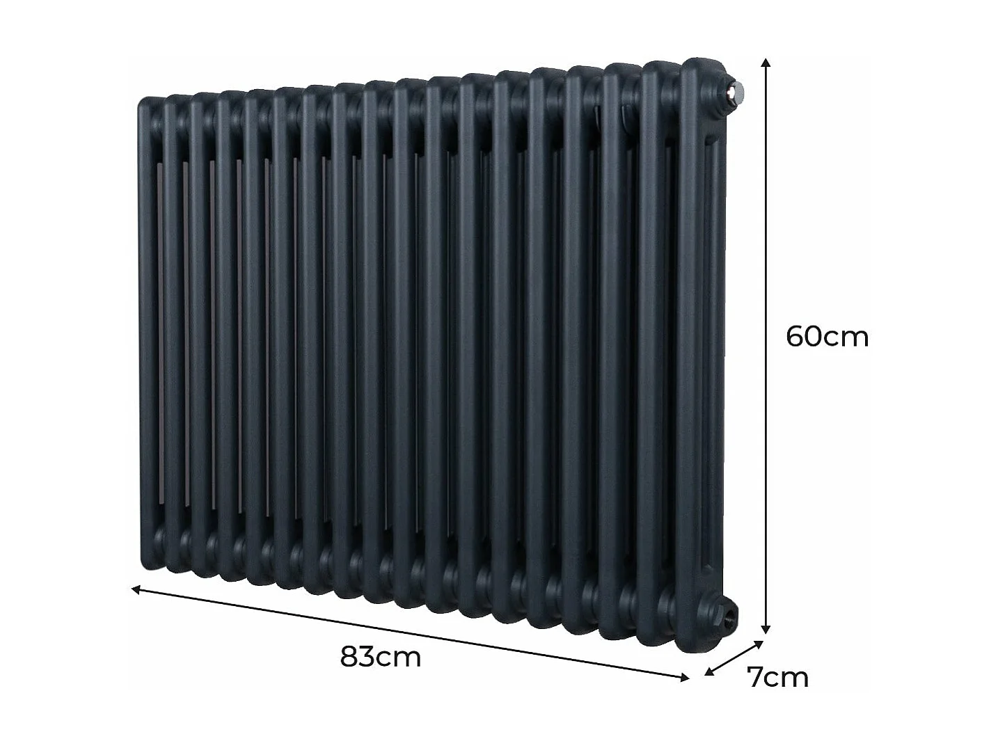 Radiador Tradicional 2 Columnas Calefacción Central Horizontal Gris Antracita 60x83 cm