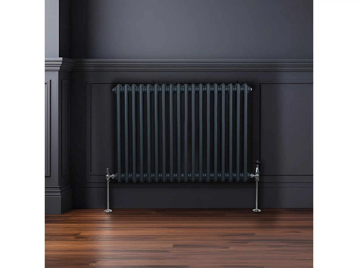 Radiador Tradicional 2 Columnas Calefacción Central Horizontal Gris Antracita 60x83 cm