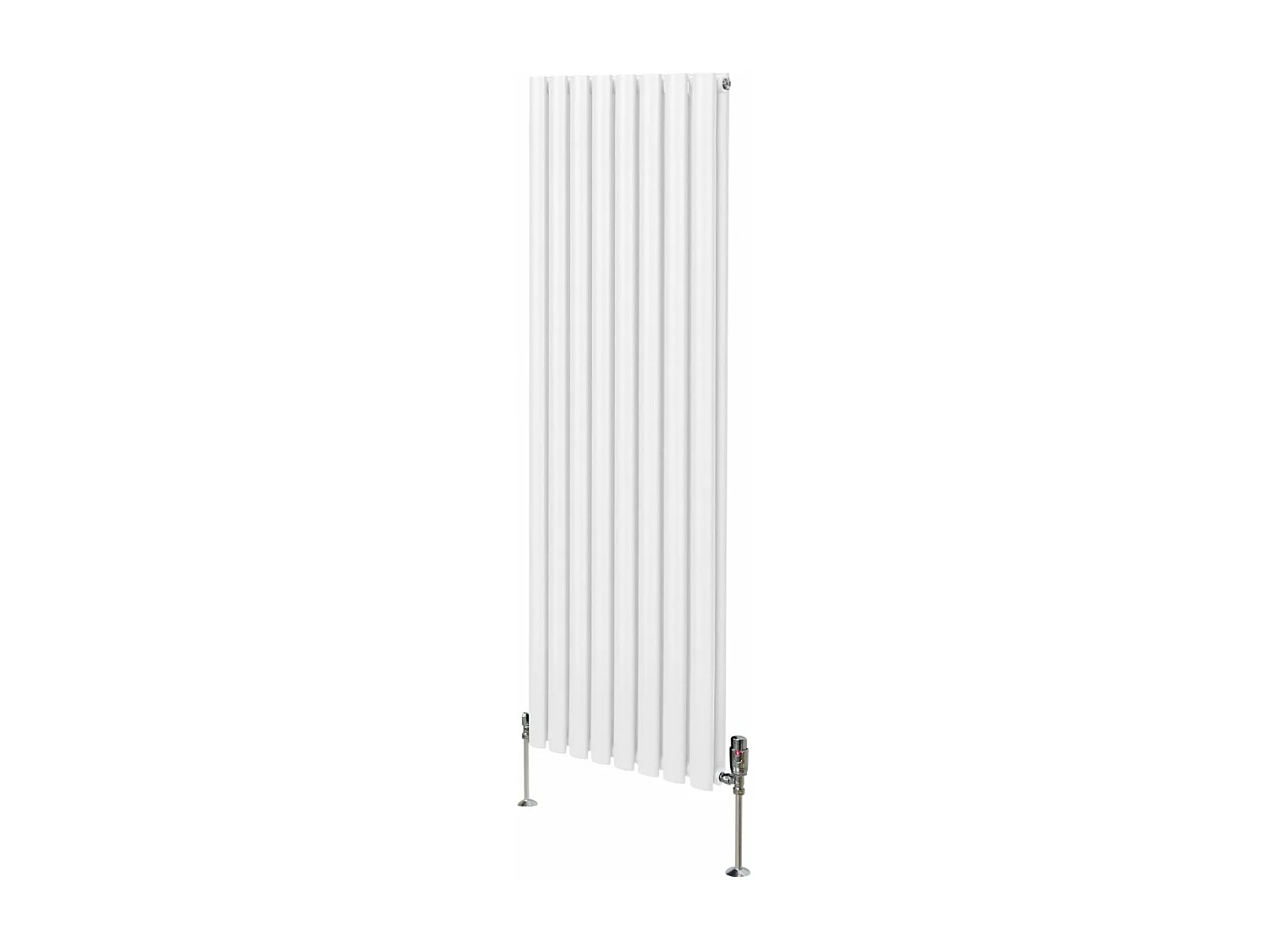 Radiatore a colonna ovale e valvole cromate TRV - 1600mm x 480mm - Bianco
