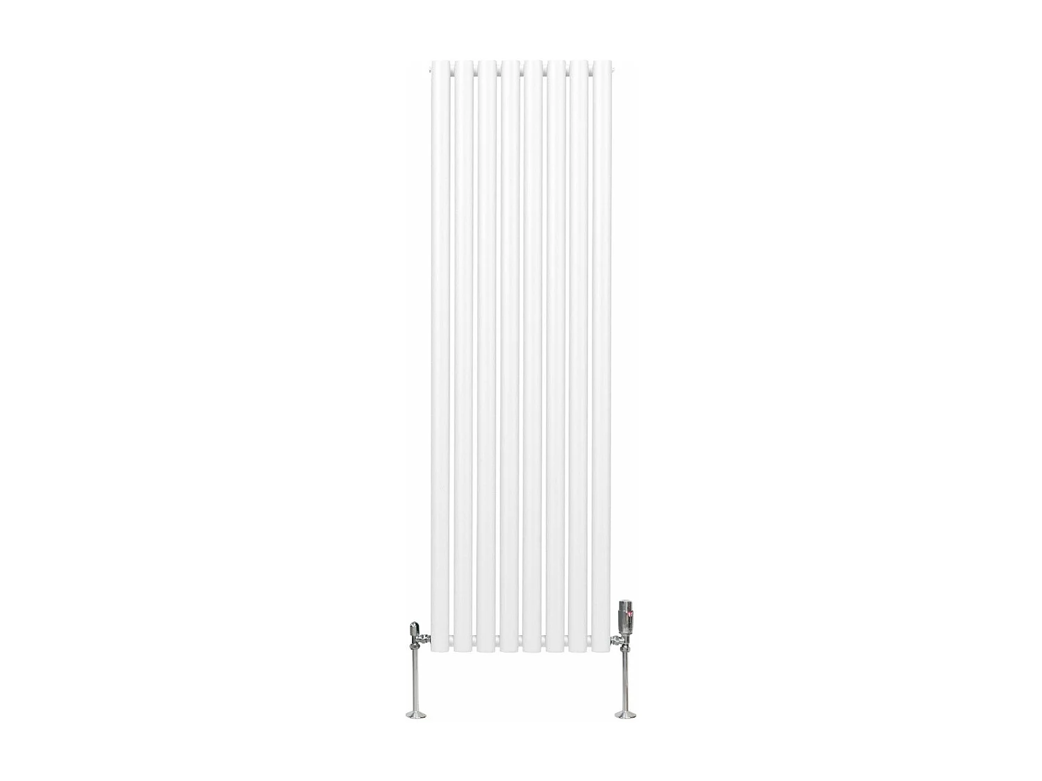 Radiatore a colonna ovale e valvole cromate TRV - 1600mm x 480mm - Bianco