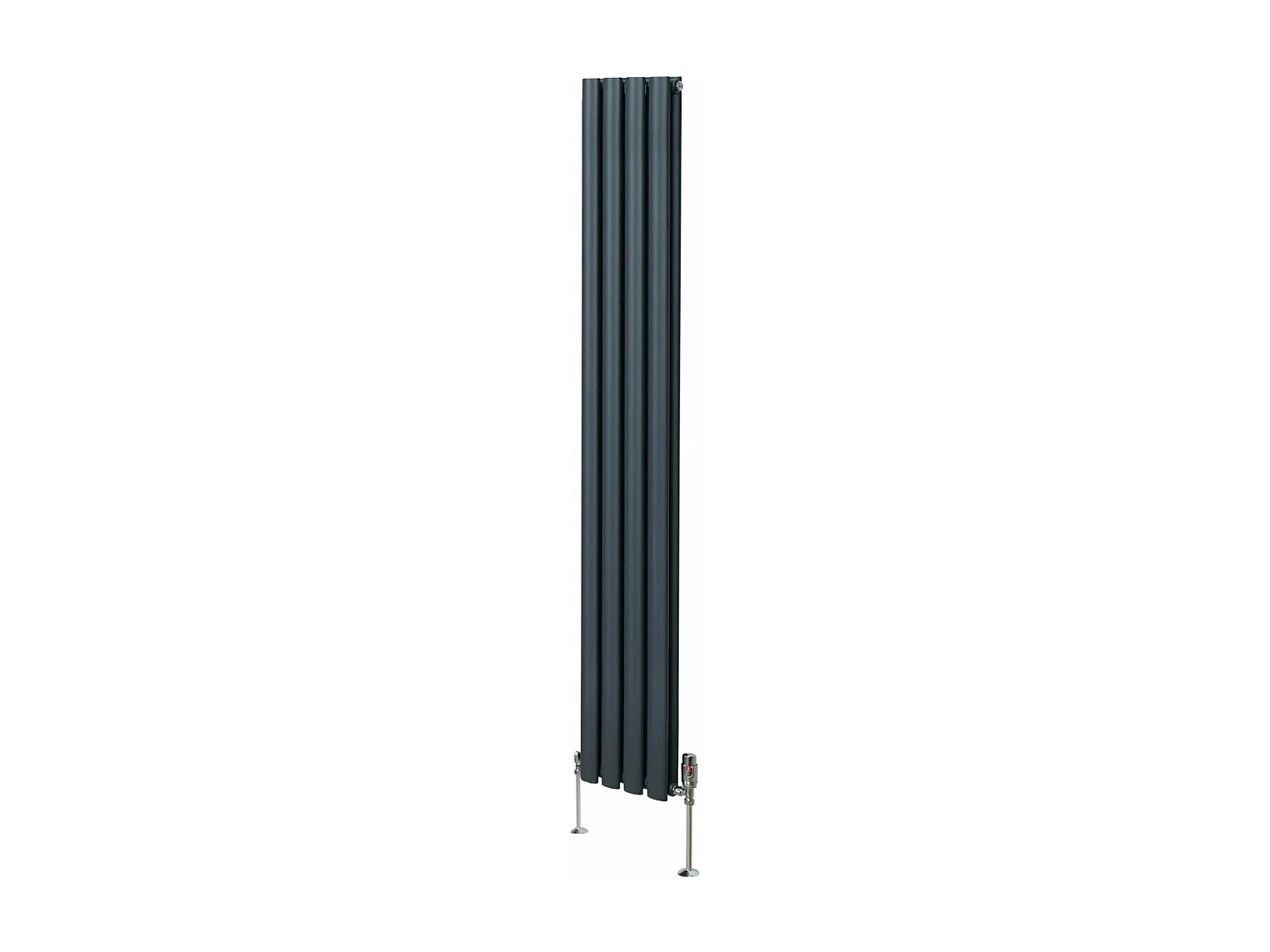 Radiatore a colonna ovale e valvole cromate TRV - 1800mm x 240mm - Grigio antracite