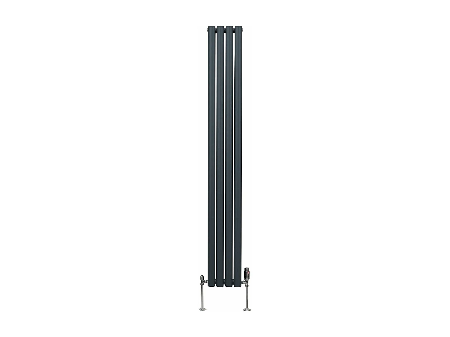 Radiatore a colonna ovale e valvole cromate TRV - 1800mm x 240mm - Grigio antracite