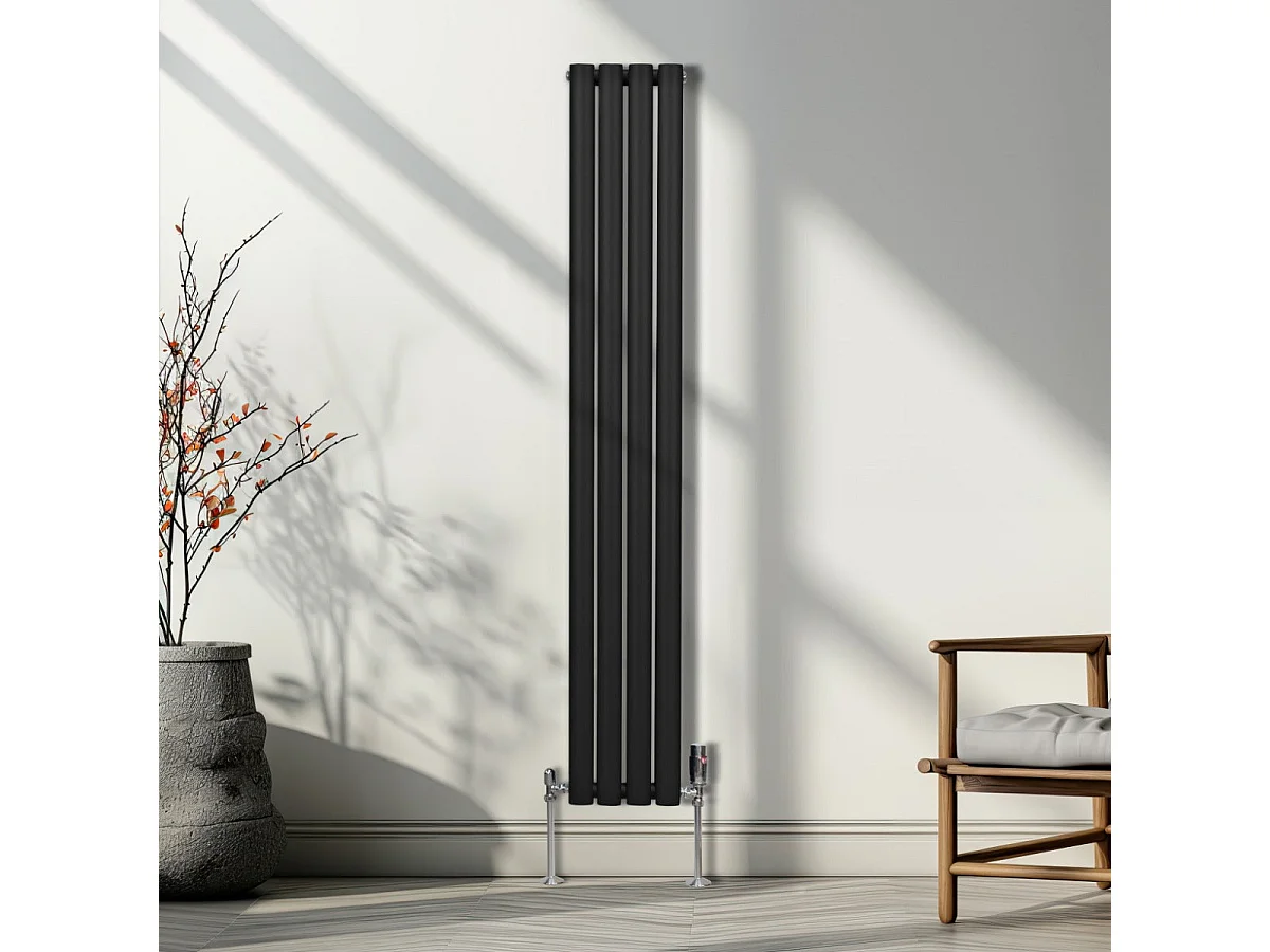 Radiador De Columna Ovalada Vertical Negro 160cm x 24cm