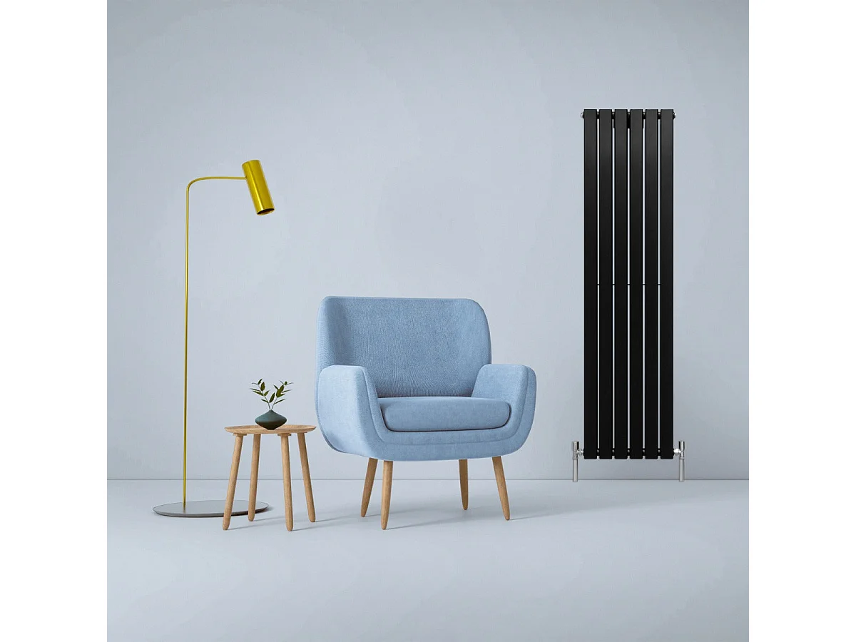 Radiadores Panel Plano Diseñador 1600x420mm Calefacción Central- Negro Mate