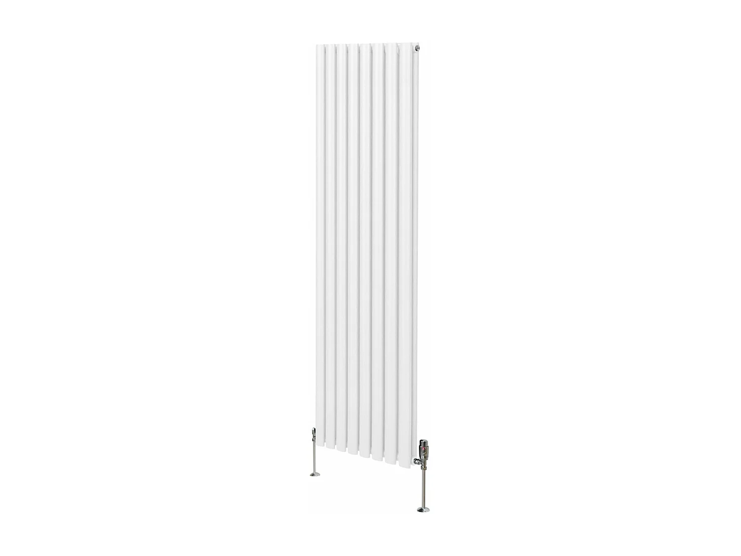 Radiatore a colonna ovale e valvole cromate TRV - 1800mm x 480mm - Bianco