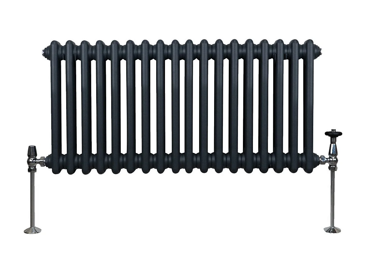 Radiador Tradicional 2 Columnas Calefacción Central Horizontal Gris Antracita 30x83cm