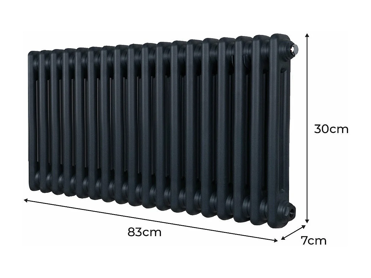 Radiador Tradicional 2 Columnas Calefacción Central Horizontal Gris Antracita 30x83cm