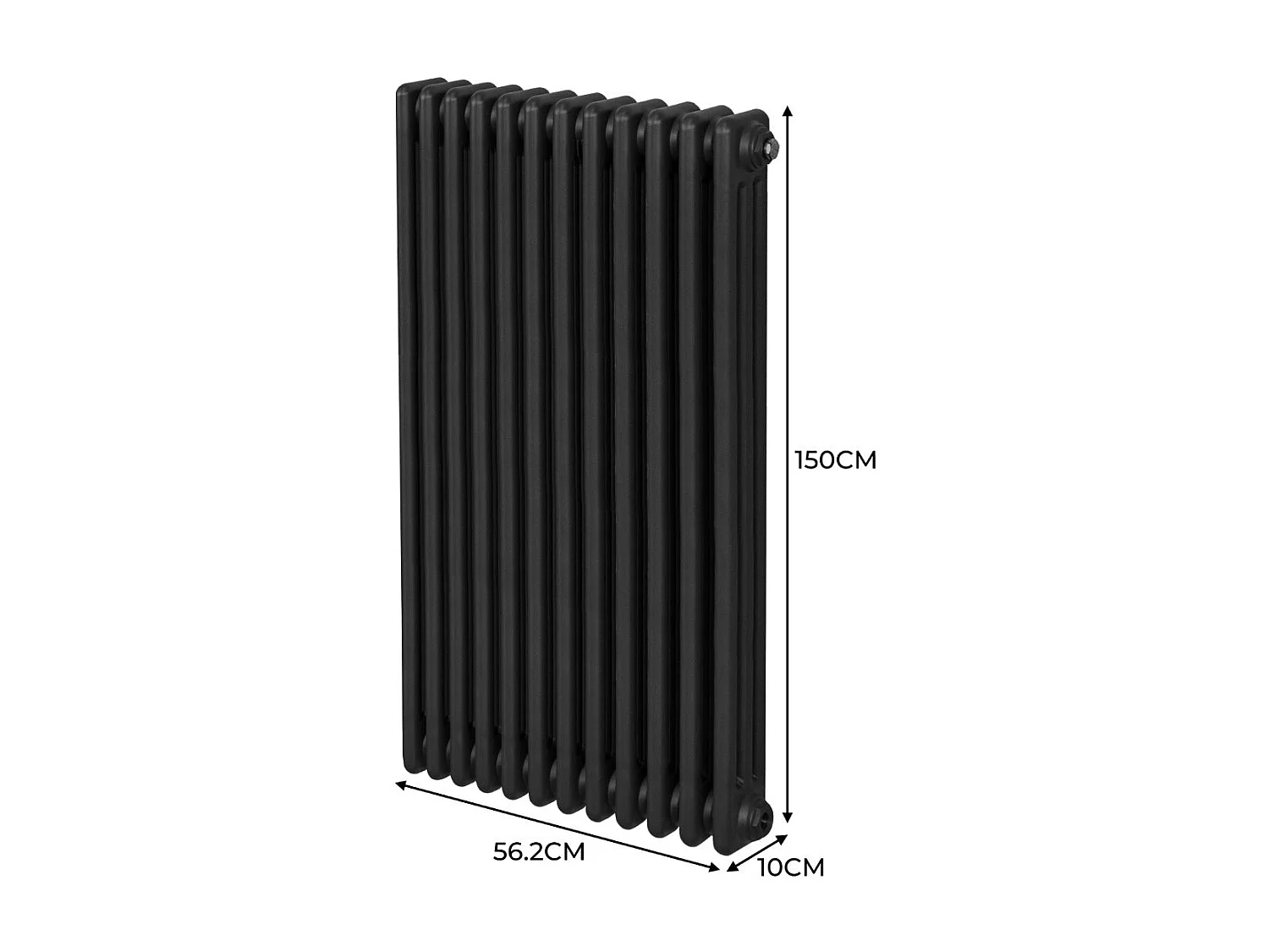 Traditional 3 Column Radiator - 1500 x 562mm - Black