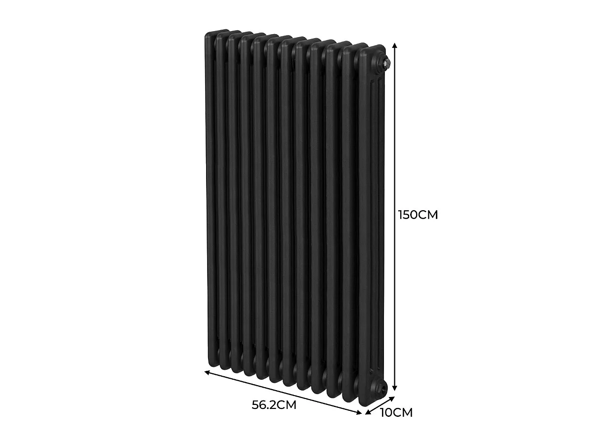 Traditional 3 Column Radiator - 1500 x 562mm - Black