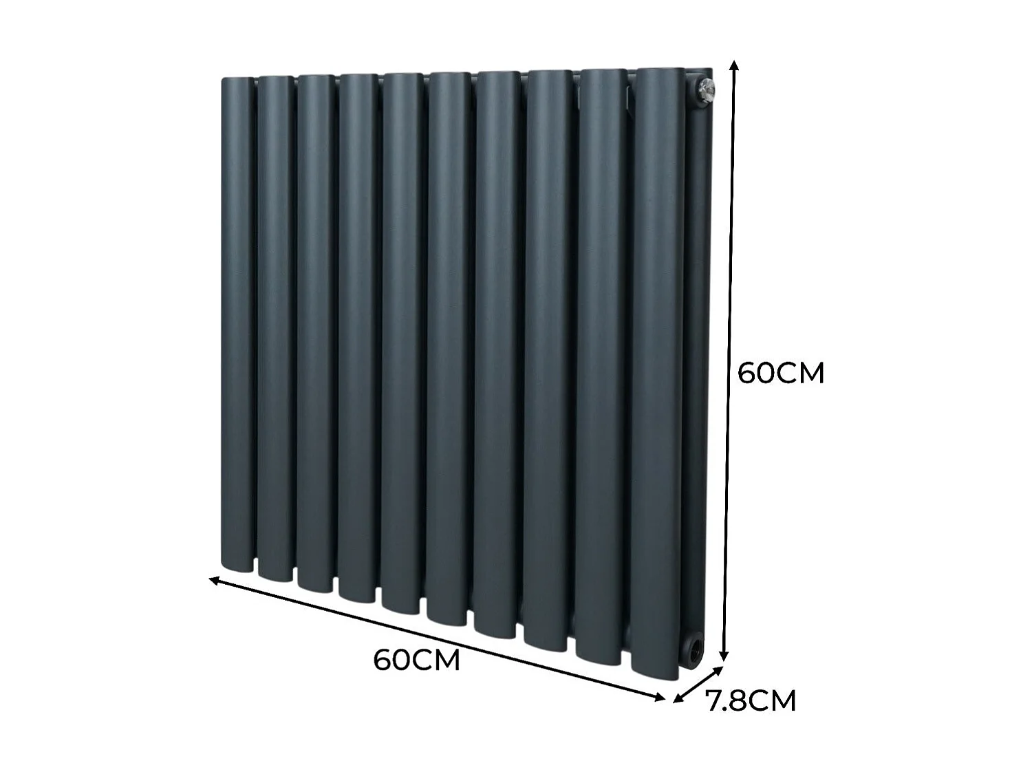 Oval søjleradiator – 600 mm x 600 mm - Antracitgrå