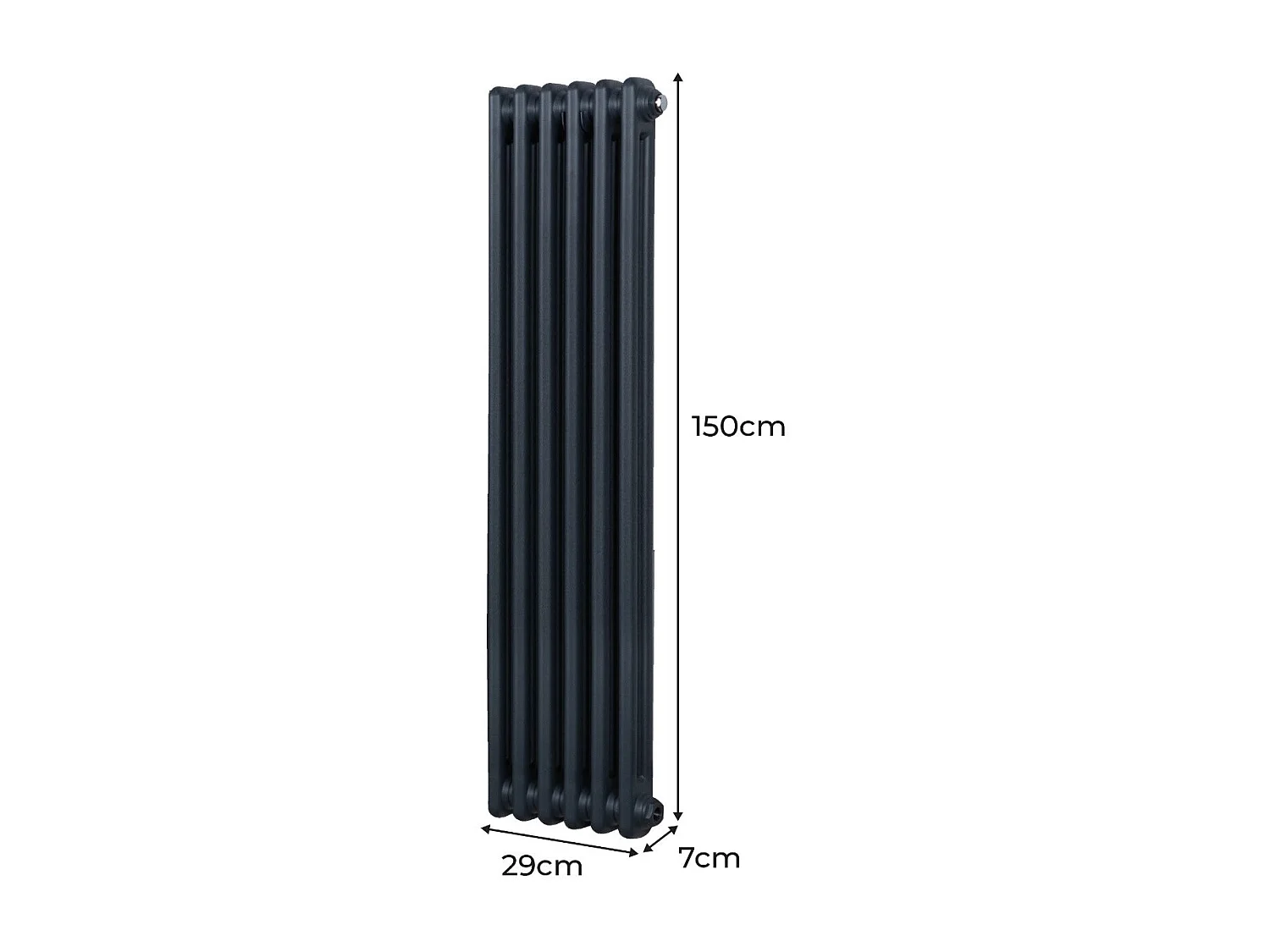 Traditional 2 Column Radiator - 1500 x 292mm - Anthracite Grey