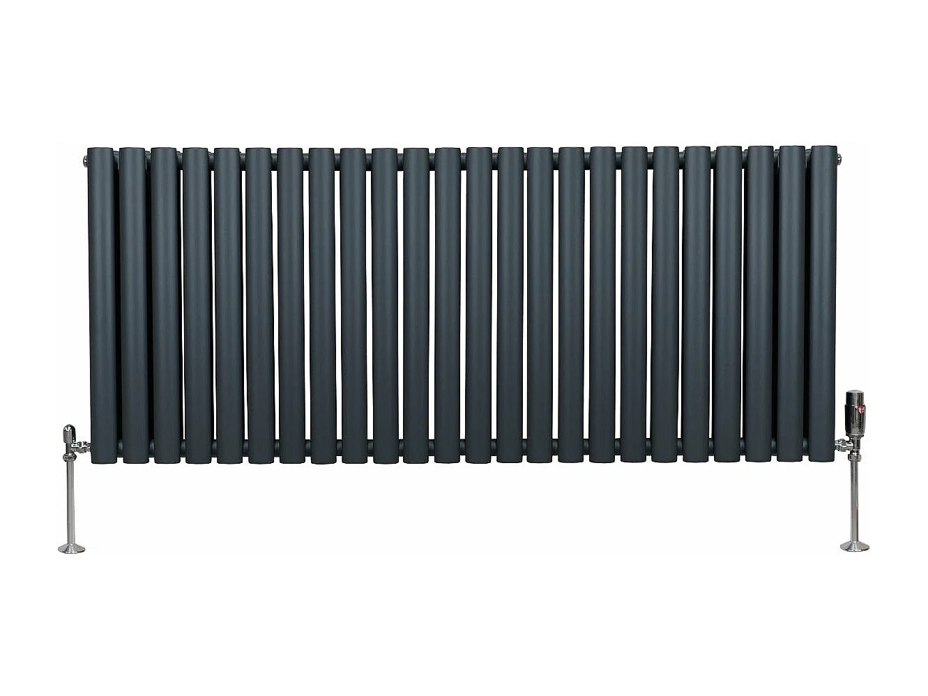 Radiatore a colonna ovale e valvole cromate TRV - 600 mm x 1440mm - Grigio antracite