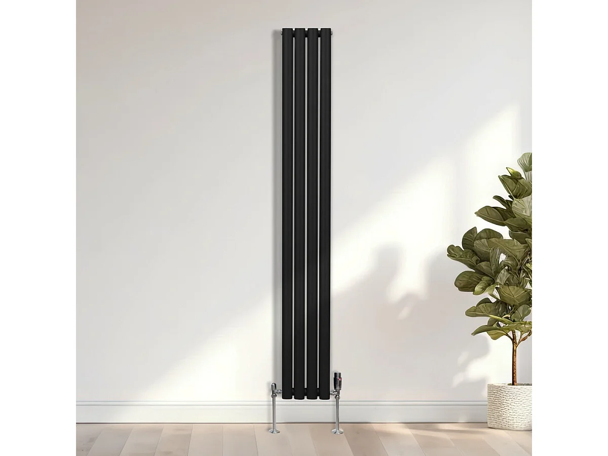 Oválny stĺpový radiátor – 1800 mm x 240 mm – čierny