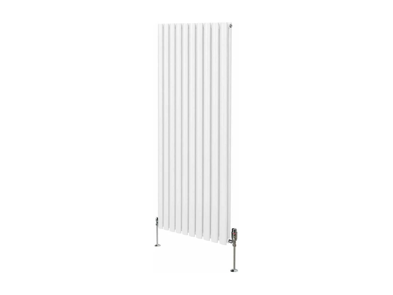 Radiatore a colonna ovale e valvole cromate TRV - 1600mm x 600mm - Bianco