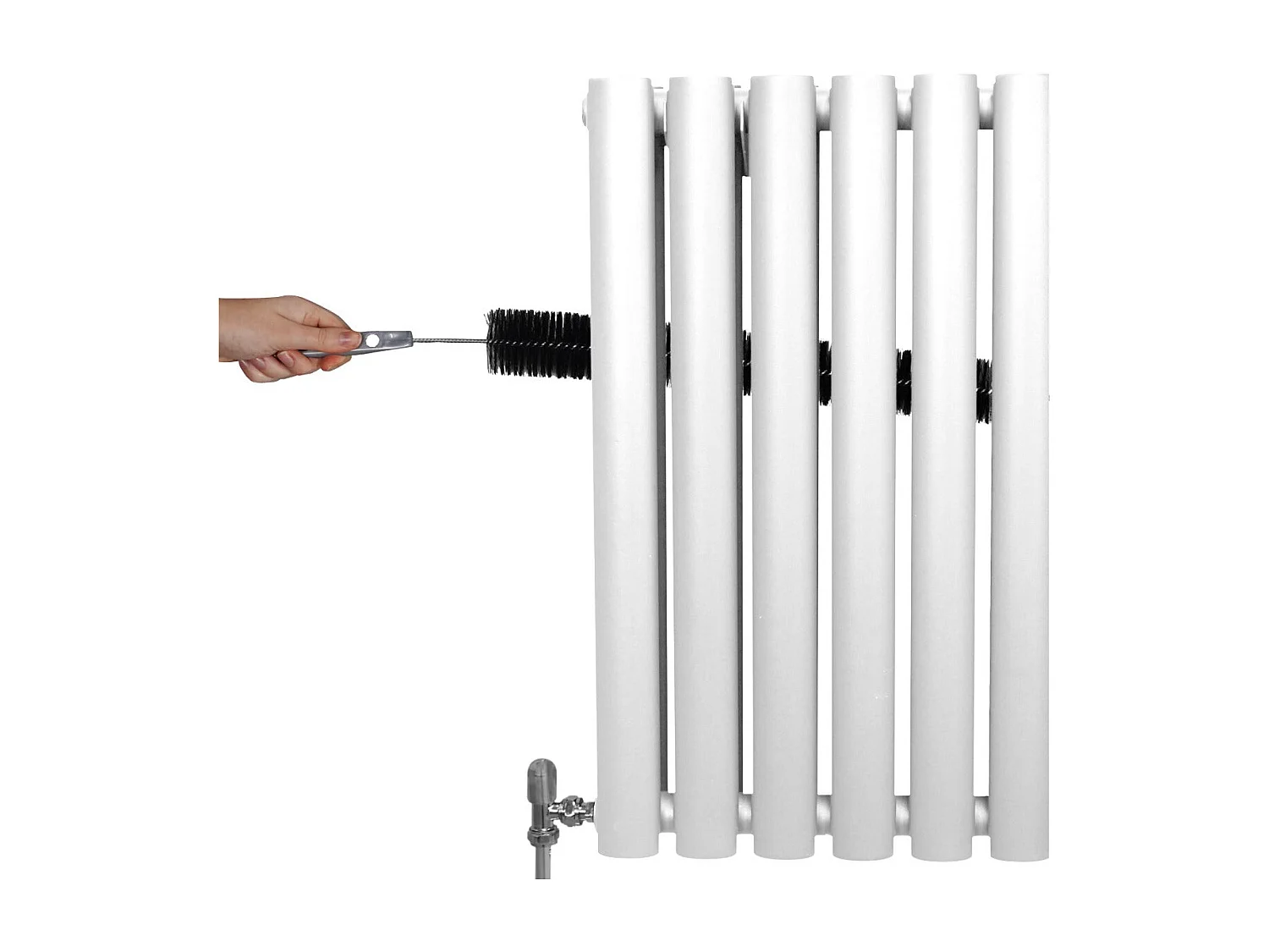 Grzejnik kolumnowy owalny i zawory - 1600 mm x 600 mm - biały