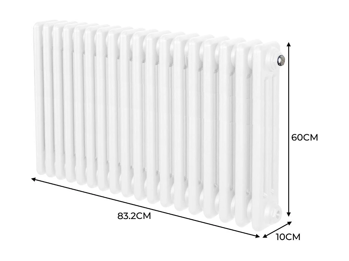 Traditional 3 Column Radiator - 600 x 832mm - White
