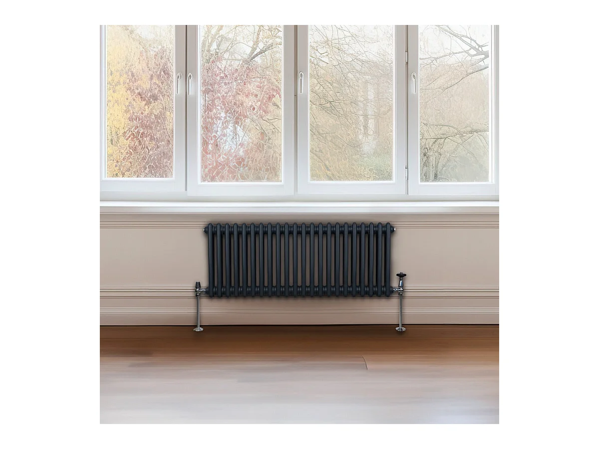 Radiador Tradicional 2 Columnas Calefacción Central Horizontal Gris Antracita  30 x 101cm