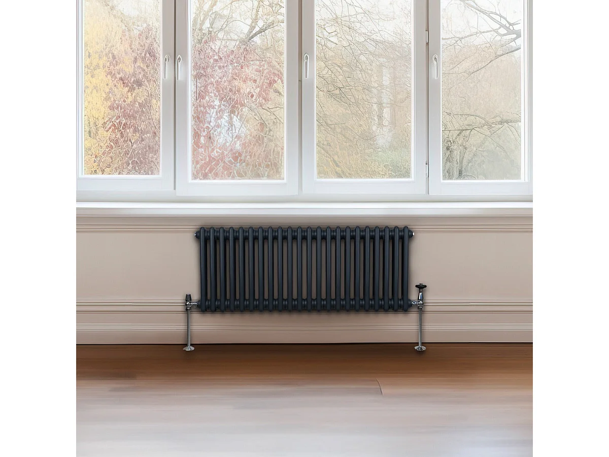 Radiador Tradicional 2 Columnas Calefacción Central Horizontal Gris Antracita  30 x 101cm