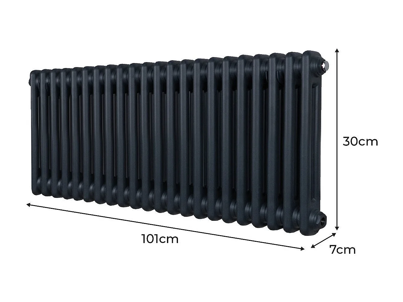 Traditionel 2-søjlet radiator - 300 x 1012 mm - Antracitgrå