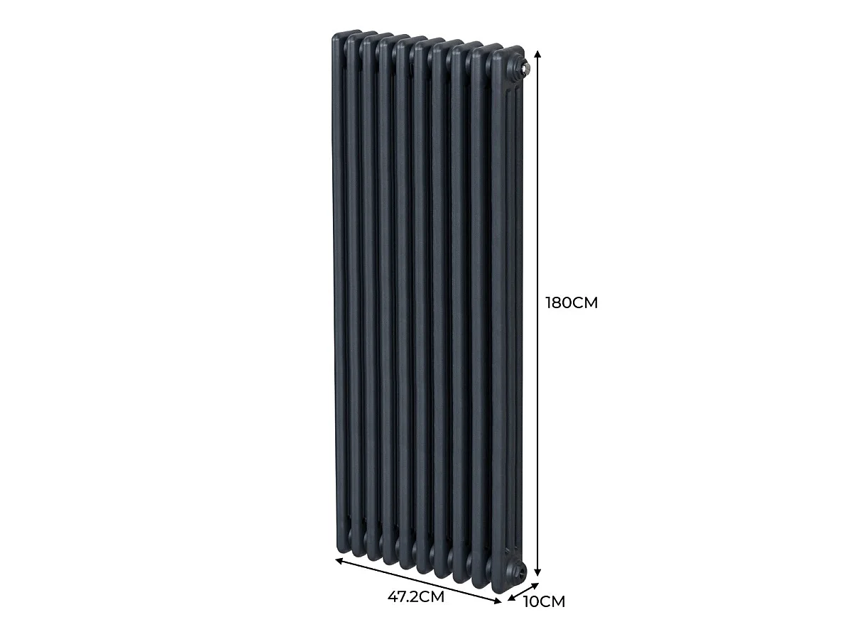 Radiateur Traditionnel à 3 Colonnes – 1800 x 472 mm – Gris Anthracite