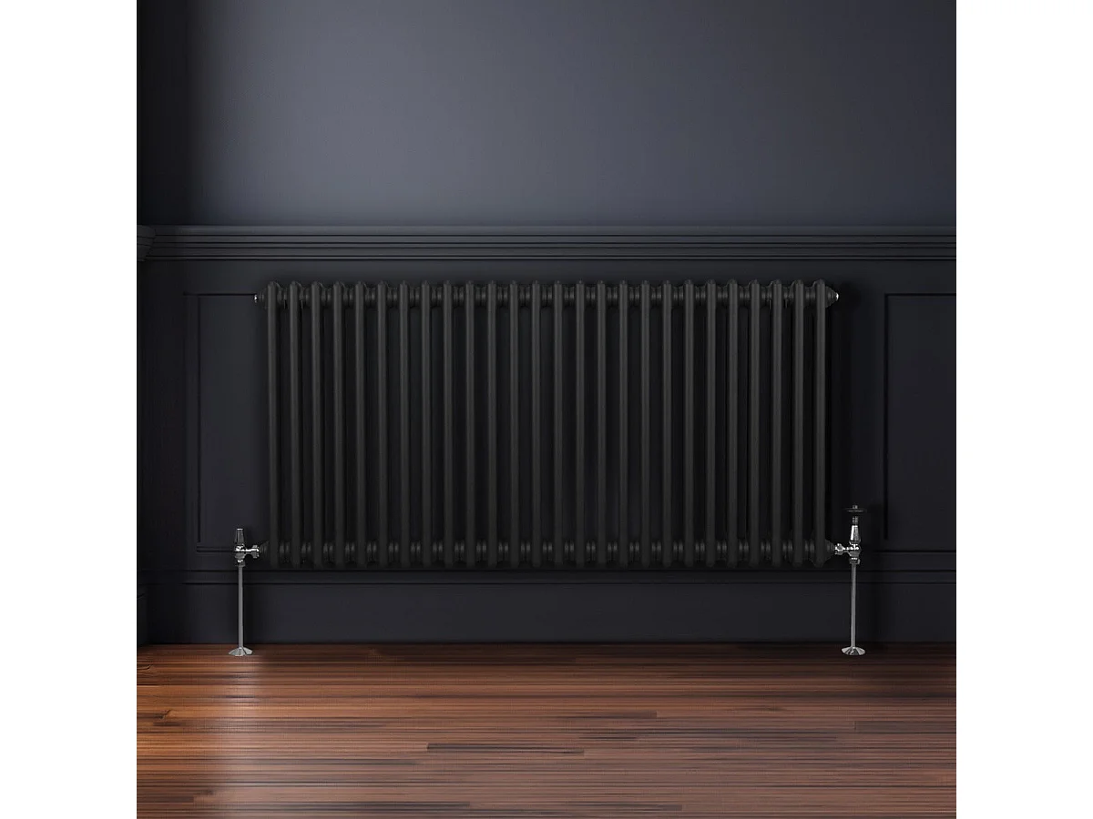 Radiador Tradicional 2 Columnas Calefacción Central Horizontal Negro 600x1192mm