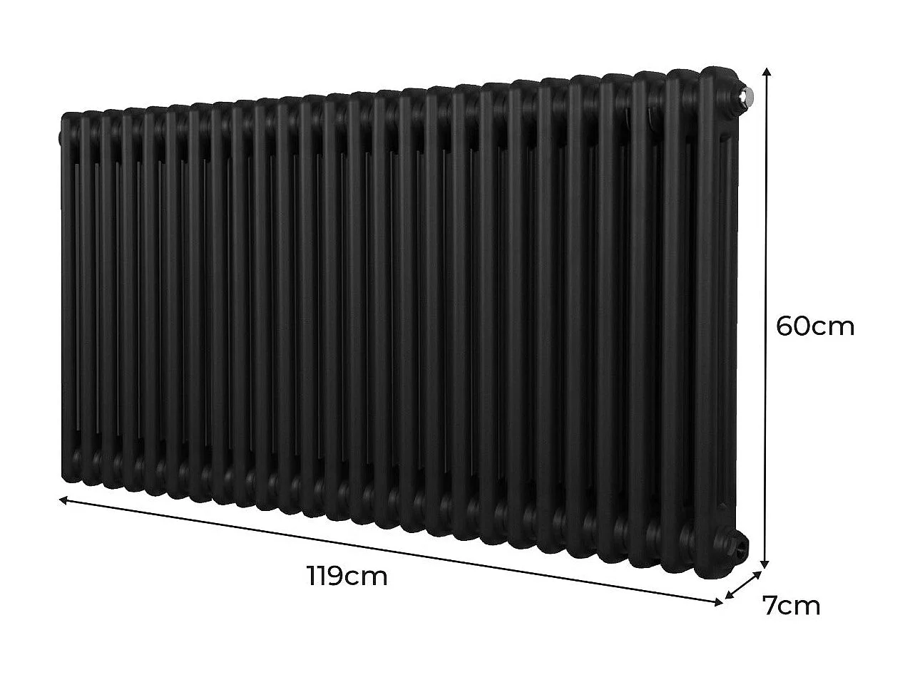 Tradycyjny grzejnik 2-kolumnowy - 600 x 1192 mm - czarny