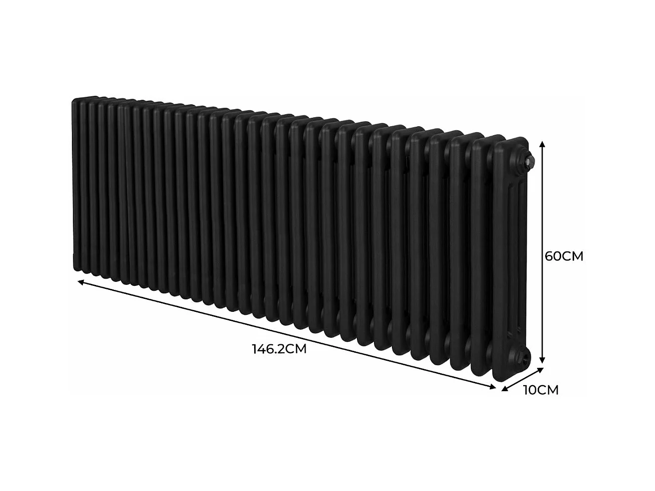 Radiador Tradicional 3 Columnas Horizontal Negro 60x146.2cm