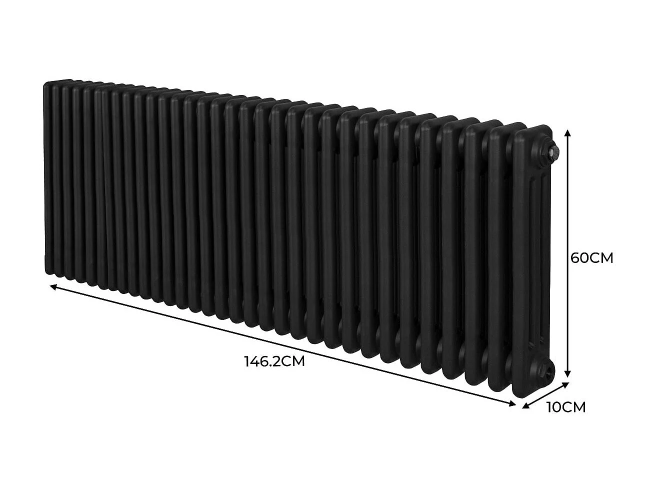 Tradycyjny grzejnik 3-kolumnowy - 600 x 1462 mm - czarny