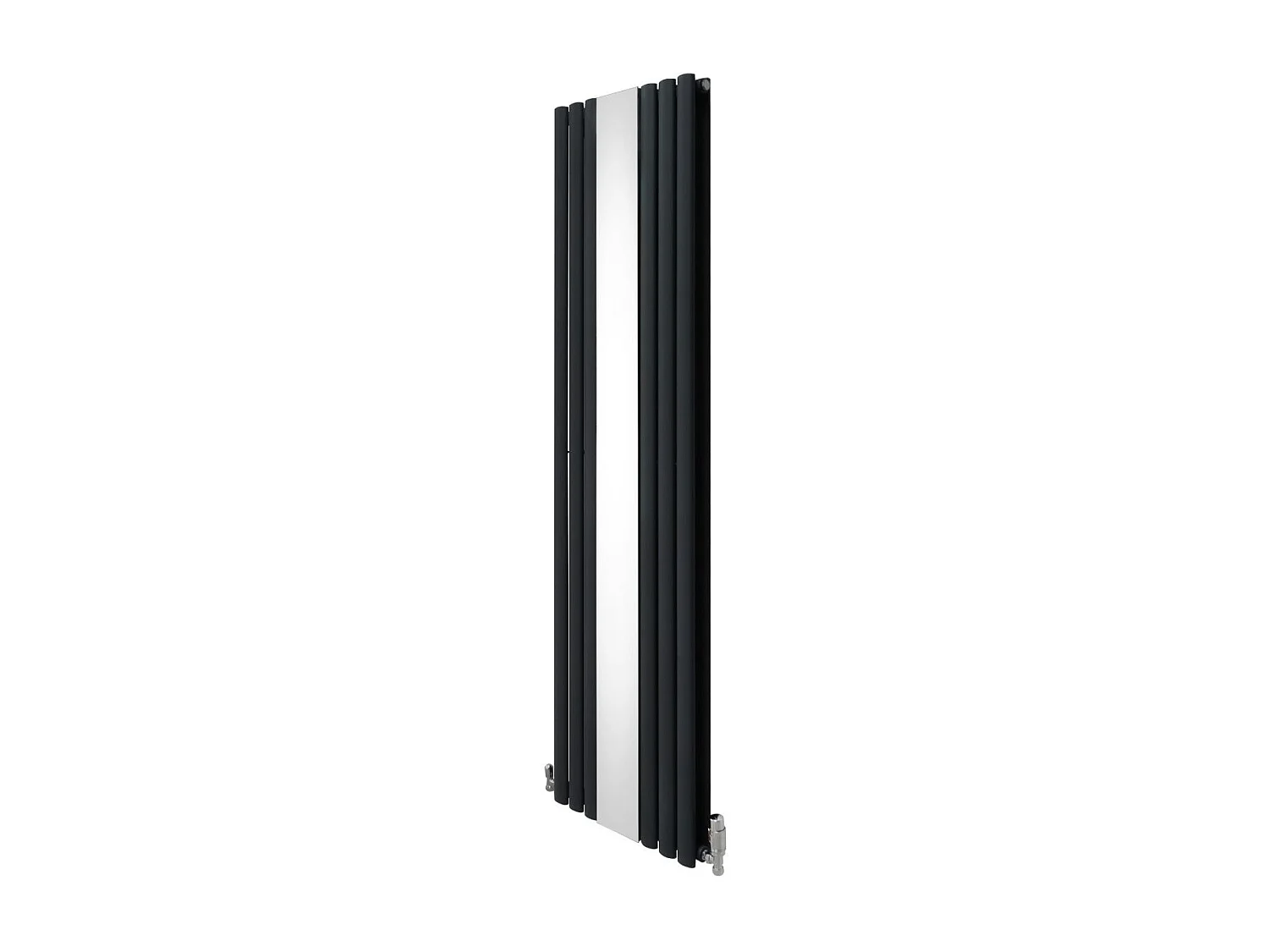Owalny grzejnik lustrzany i zawory - 1800 mm x 500 mm - antracytowy szary