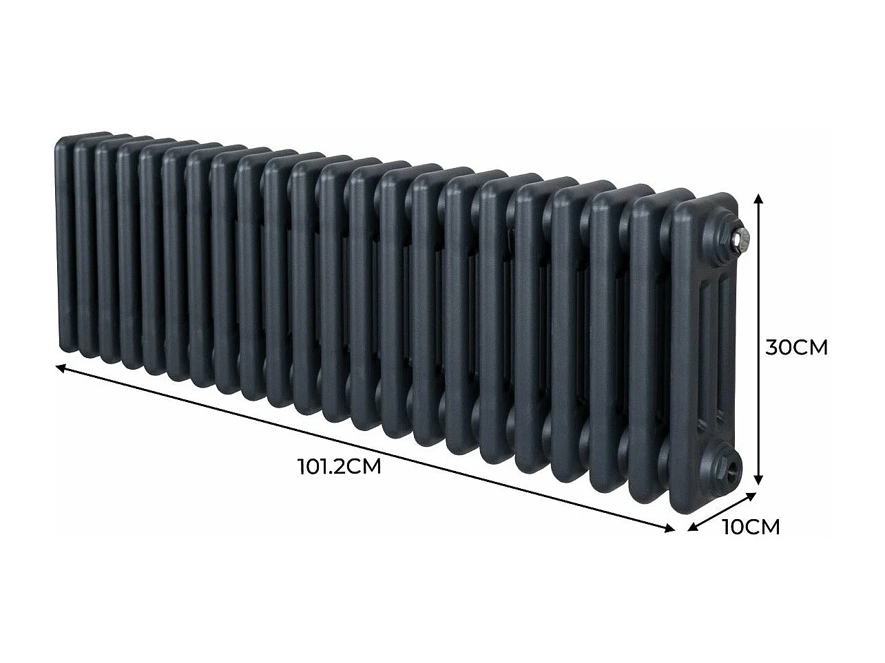 Radiador Tradicional 3 Columnas Horizontal Gris Antracita 30x101.2cm