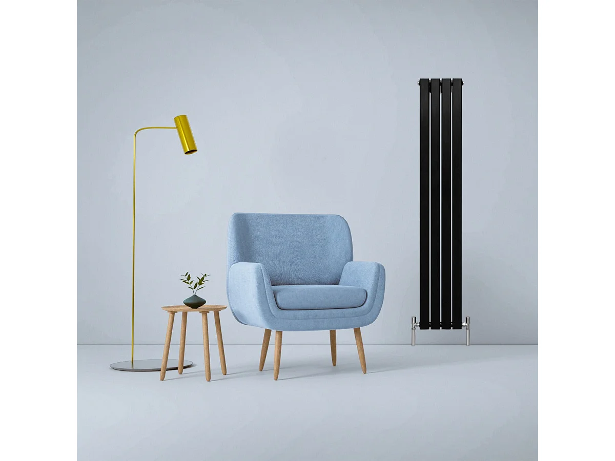 Radiadores Panel Plano Diseñador 1600x280mm Calefacción Central- Negro Mate