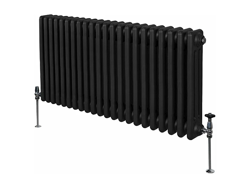 Traditioneller 3-Spalten-Heizkörper - 600 x 1012 mm - Schwarz