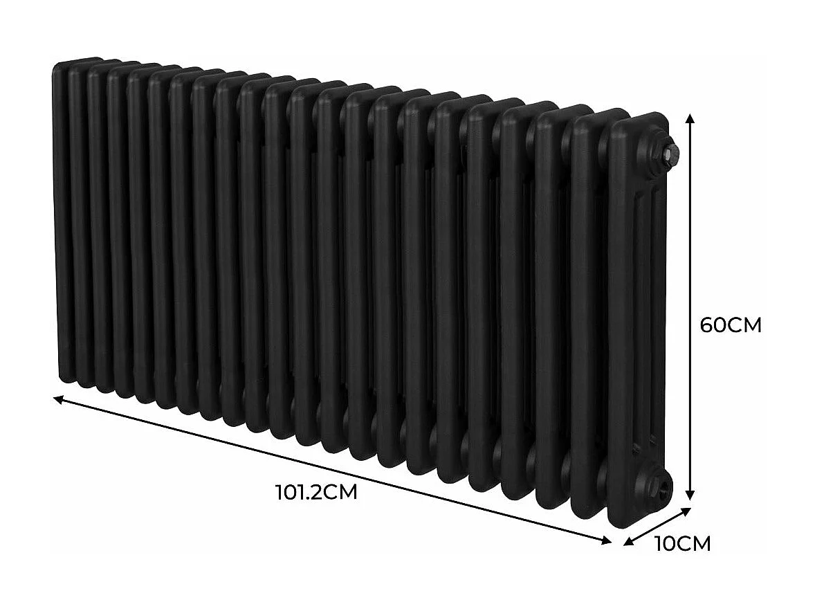 Traditioneller 3-Spalten-Heizkörper - 600 x 1012 mm - Schwarz