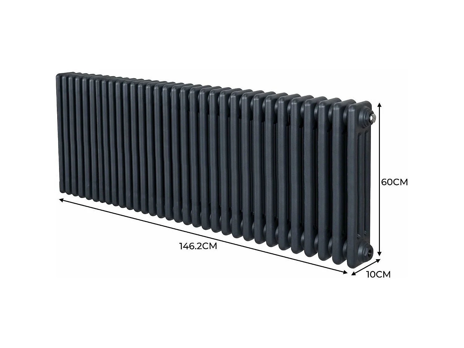 Traditioneller 3-Spalten-Heizkörper - 600 x 1462 mm - Anthrazitgrau