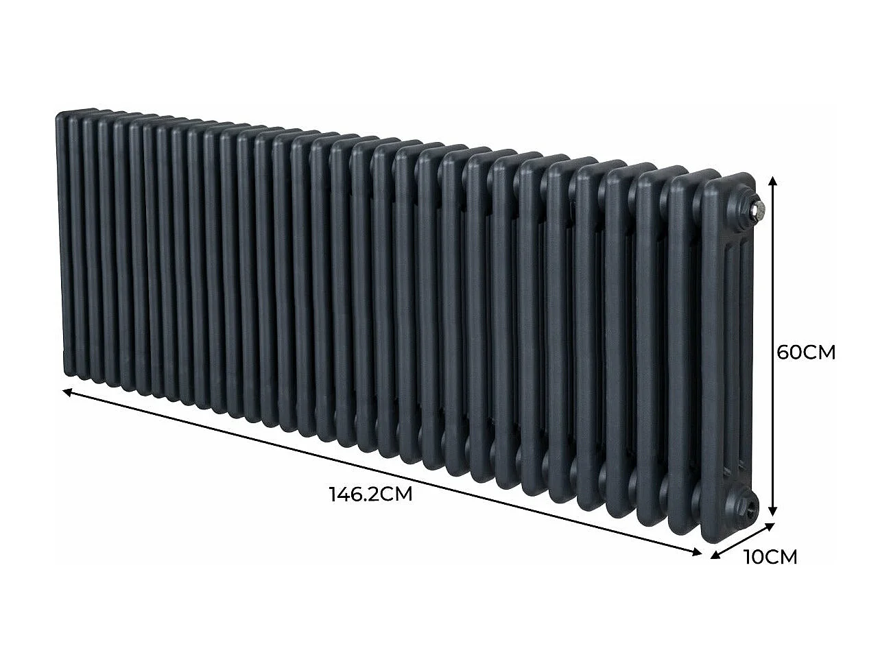 Traditioneller 3-Spalten-Heizkörper - 600 x 1462 mm - Anthrazitgrau