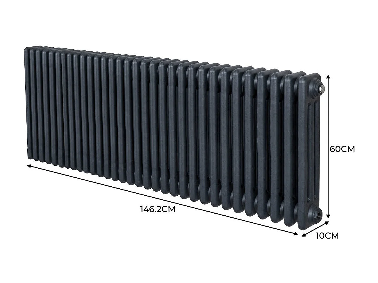 Tradycyjny grzejnik 3-kolumnowy - 600 x 1462 mm - antracytowy szary