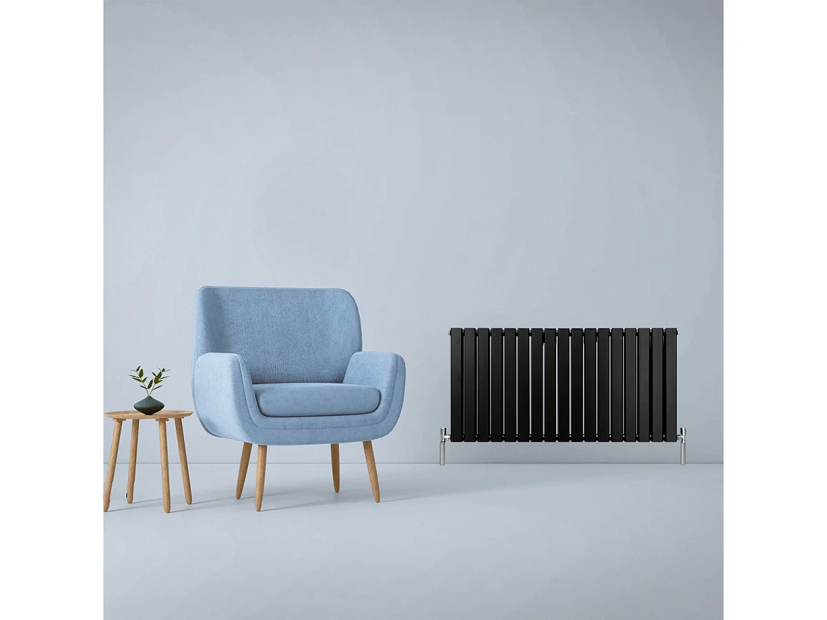 Radiadores Panel Plano Diseñador 600x1190mm Calefacción Central- Negro Mate