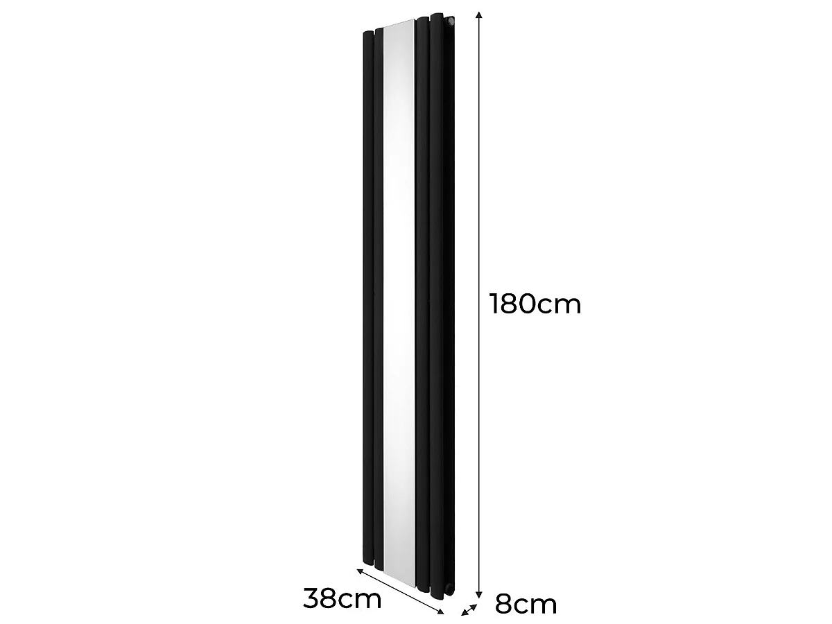 Owalny grzejnik lustrzany - 1800 mm x 380 mm - czarny