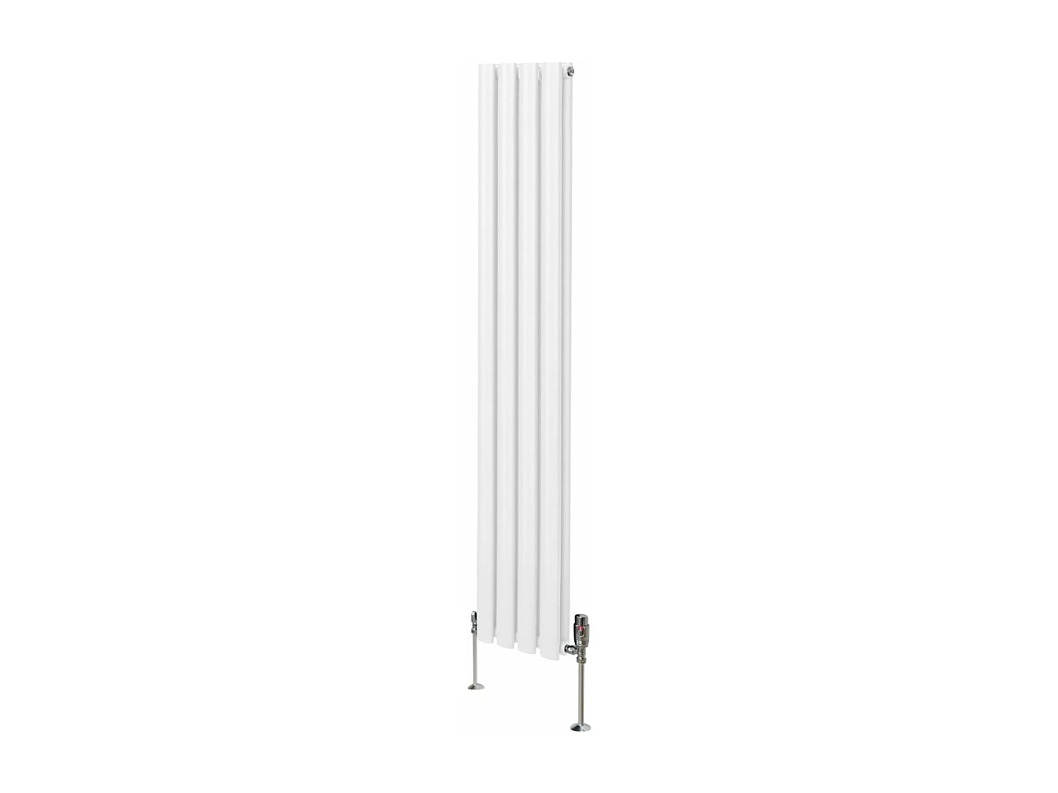 Radiatore a colonna ovale e valvole cromate TRV - 1600mm x 240mm - Bianco