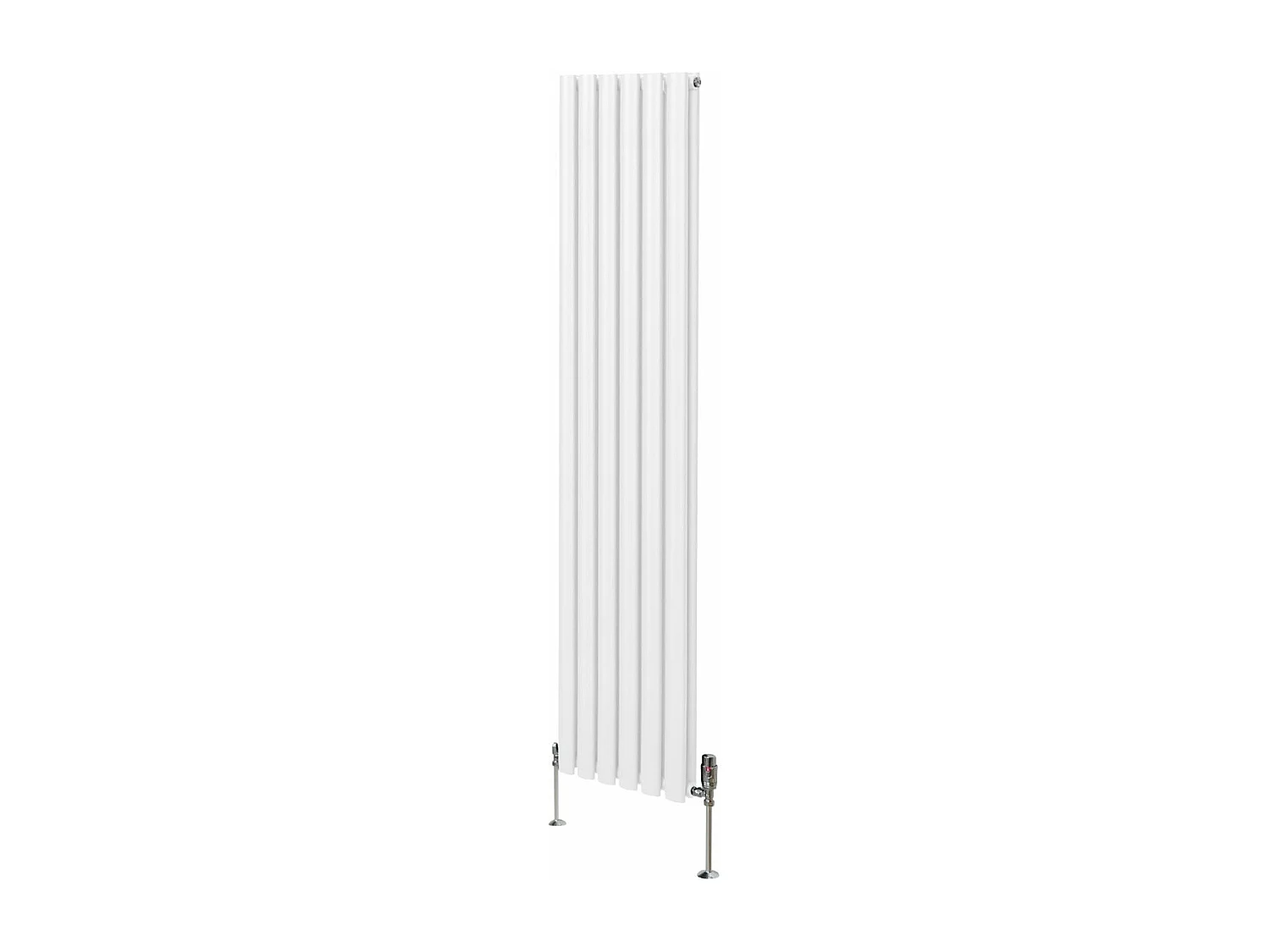 Radiateur à Colonne Ovale & Robinet Thermostatique Chromé - 1800mm x 360mm – Blanc